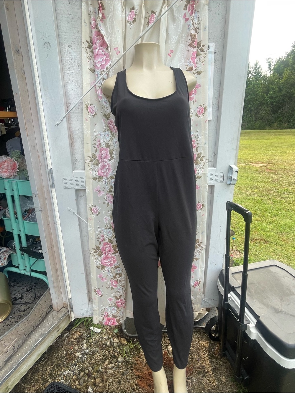 Cacique Black Sleeveless Scoop-Neck Jumpsuit